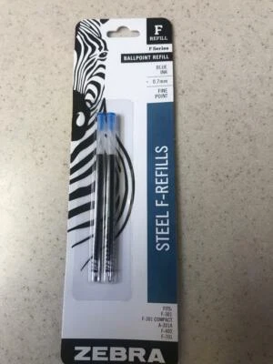  2 RECARGAS PARA BOLÍGRAFOS ZEBRA F-301, F-402, F-701 TINTA AZUL PUNTO FINO Foto 1 de 2