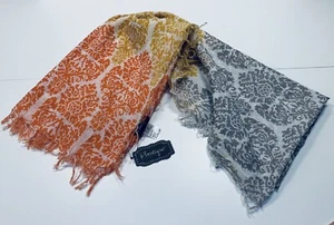 NEW B. Boutique by Evergreen Lightweight Scarf ~ Orange Gray Yellow - Picture 1 of 5