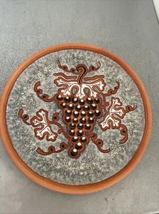 Bonis  Pottery Greece Handmade Glazed Terracotta Grapes Plate - Picture 1 of 4