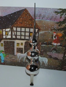 Antigua punta de árbol de Navidad de vidrio, plata - Imagen 1 de 2