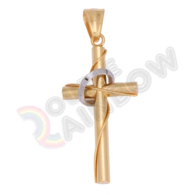 Colgante Cruz Halo Chapado en Negro Oro Plata Acero Inoxidable Hombre P54 Foto 1 de 2