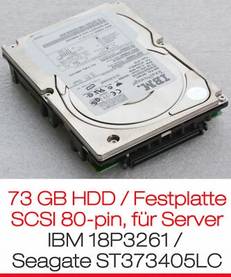 73GB SCSI 80-PIN SCSI Hard Drive IBM 18P3261 Seagate ST373405LC for Server - Image 1 of 3