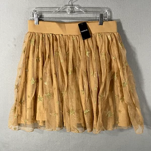 NWT Torrid Skater Mini Skirt Tulle Glitter Star Brown Gold Womans Size 00 M/L - Picture 1 of 5