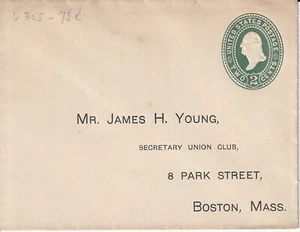 Vintage 1890’s Preprinted Over Washington 2 Cent Embossed Stamp Boston, Mass - Bild 1 von 1