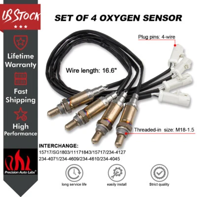 Pacote com 4 sensores de oxigênio O2 downstream upstream para 1997-2004 Ford 4.2L 4.6L 5.4L V8 - Imagem 1 de 4