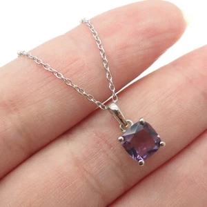 925 Sterlingsilber echte Kissenschliff Amethyst Kabel Kette Halskette 18" - Bild 1 von 7