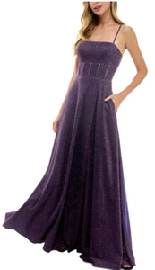 Damen Junior City Studios Ärmel voller Glitzer Kleid lila 13/14 Ballkleid neu mit Etikett - Bild 1 von 7