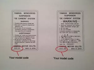 YAMAHA REAR SHOCK ABSORBER warning sticker label decal. Made for your model - Picture 1 of 3