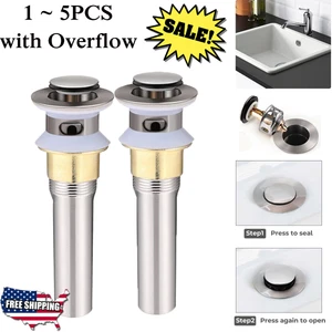 Bathroom Sink Drain Vessel Sink Lavatory Vanity Pop Up Drain With Overflow - Picture 1 of 13