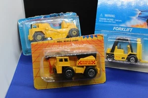 Construction Toy-Lot of 3-Hot Wheels '87 Earth Mover-'96 Forklift-MB Crane #42 - Picture 1 of 4