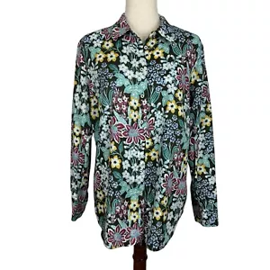 Camicia Talbots Floreale Donna Grande Colorata Giardino Cotone Bottoni Primavera Fata - Foto 1 di 14