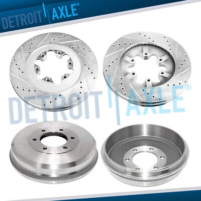 Front DRILLED Brake Rotors + Rear Drums for 2009-2012 Chevy Colorado GMC Canyon - Image 1 of 4