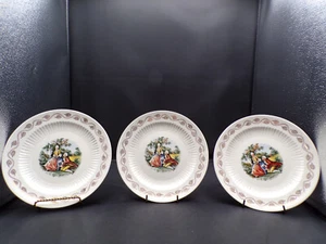 3 USA Vintage Royal China Early American 22k Gold Trim Lunch Plates 7-1/4" F25 - Picture 1 of 12