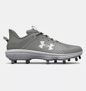 Mens Under Armour Yard Low Metal Baseball Cleats - Grey - Picture 1 of 5