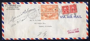 USA San Francisco 1937 Special Delivery Cover to Denver - Picture 1 of 2