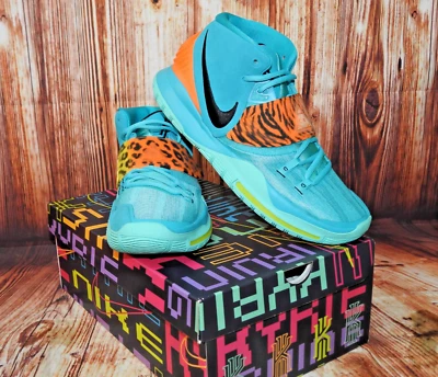 Talla 12 Nike Kyrie 6 Oracle Aqua Blue Teal Orange Cebra Leopardo NUEVO EN CAJA BQ463 Foto 1 de 4