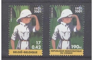 Belgium+Congo**TINTIN "in AFRICA" COMICS-2 stamps/timbres-2001-TIM & STRUPPI - Picture 1 of 1