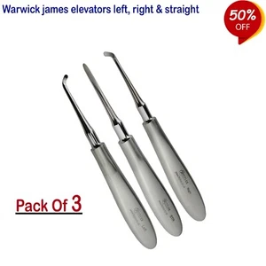 Surgical Instruments Warwick James Root Elevator Left, Right, Straight Pack Of 3 - Picture 1 of 4