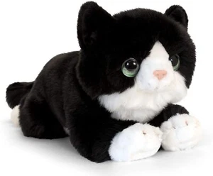 azzesso Stofftier Katze schwarz, 32cm Große Kuscheltier Mieze liegend - Bild 1 von 1