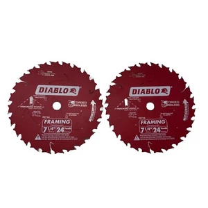 2 Pack Diablo D0724A 7-1/4’’ x 24T Carbide Framing Saw Blades USA Made New Set - Picture 1 of 4