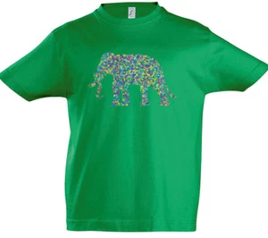 Colored Elephant Boys T-Shirt Toon Cartoon Look Dance Techno Raver Rave Rainbow - Picture 1 of 1