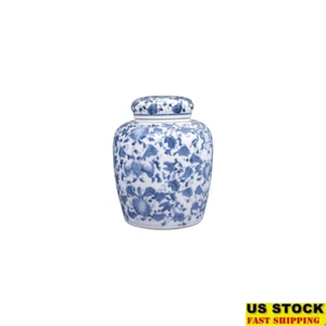 Blue White Ceramic Ginger Jar W/ Lid Decorative Storage Home Organization New - Picture 1 of 5