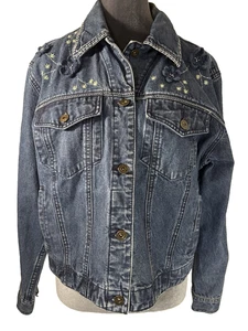 Chaqueta Vaquera De Colección Christopher & Banks Talla M Bordada Crochet Flores Casa de Campo - Imagen 1 de 15