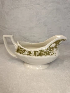 Royal Staffordshire Heirloom Ironstone Green & White J & G Meakin Gravy Boat - Picture 1 of 18