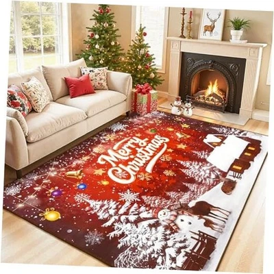  Tapetes de Natal para sala de estar - 4 x 6 pés antiderrapantes laváveis de Natal 4×6 pés - Imagem 1 de 4