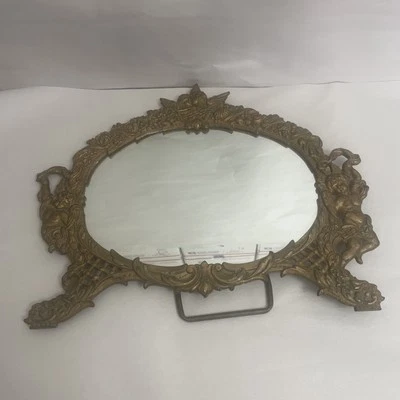 Antiguo marco de espejo fotográfico victoriano de latón ornamentado querubín ángel nuevo en caja y con 2002 Foto 1 de 4