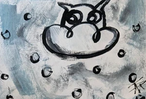 Original ACEO Schwarze Katze Gemälde Sammlerstück Gesicht Moderne Kunst von Samantha McLean - Bild 1 von 1