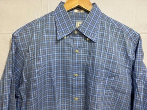 Peter Millar klassisches Button Down Hemd Herren blau Baumwolle kariert adrett Medium - Bild 1 von 7