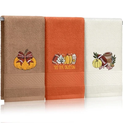 3 шт полотенца для рук на День благодарения осень футбол оранжевые полотенца для рук это сезон... - Изображение 1 из 4
