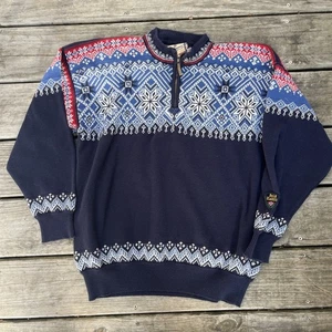 Dale Of Norway Cotton 1/4 Zip Sweater Medium Nordic Classic Fair Isle Knit - Bild 1 von 8