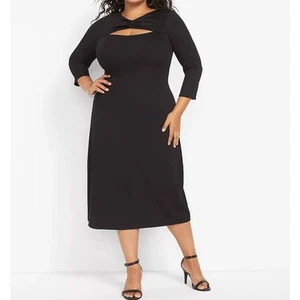 Lane Bryant Twist-Neck Ponte Sheath Black Dress Plus Size 14 NEW - Picture 1 of 12