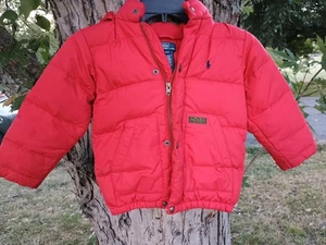 Polo Ralph Lauren Red Size 3 / 3T Removable Hooded Down Puffer Coat Jacket - Picture 1 of 9