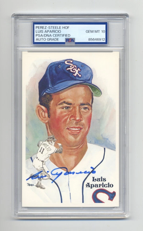 LUIS APARICIO SUPERB  GEM MINT 10 PSA/DNA SIGNED  PEREZ STEELE POST CARD - Image 1 of 1