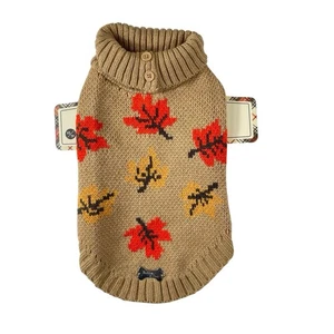 Barkley & Finn Hundemantel Jacke Strickpullover warm Gr. XS beige Herbst Blätter Neu mit Etikett - Bild 1 von 11