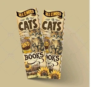 Custom Printed Colourful Cute Cat  Bookmark With Tassle Ideal Gift For Readers  - Bild 1 von 1