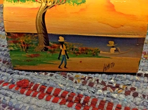 Handbemalte Souvenir Schmuckschatulle - Haiti - 5" lang x 4" breit x 31/2" hoch - top - Bild 1 von 9