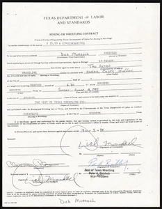 Dick Murdoch 1985 Signed Autograph Wrestling Contract WW94 - Picture 1 of 2