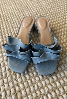 NEW Bandolino Rista Women's Heeled Sandal Slip on Blue Denim Sz 8.5M - Image 1 of 4