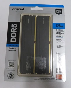 Kit de memoria de escritorio Crucial Pro 128 GB (2x64 GB) DDR5 RAM 5600 MHz CP2K64G56C46U5 - Imagen 1 de 2