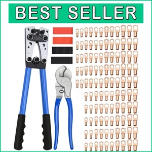 Complete Electrical Cable Crimping Tool Kit with 170 Copper Lugs & Heat Shrink - Picture 1 of 9