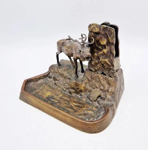 ANTIGUO ESCRITORIO CONTINENTAL DE BRONCE FUNDIDO RENO SOPORTE VESTA / CENICERO c1910 - Imagen 1 de 8