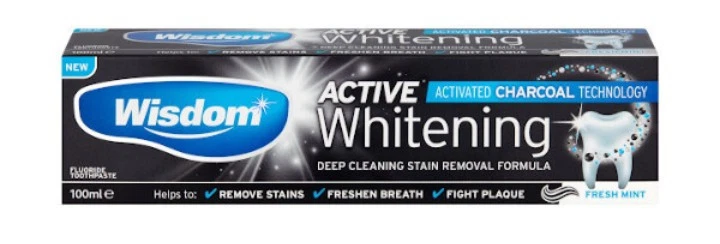 3 X Wisdom Active Whitening Charcoal Toothpaste 100ml - Image 1 of 1