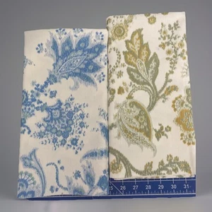 2 Designer Outdoor Botanical Fabric Samples 26"x26" Blue & Gold Colorways - Picture 1 of 6
