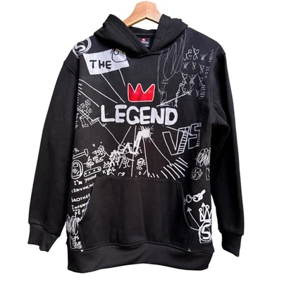 Moletom com capuz Southpole Kids Y2K gráfico preto The Legend XL meninos Basquiat Crown Art - Imagem 1 de 4