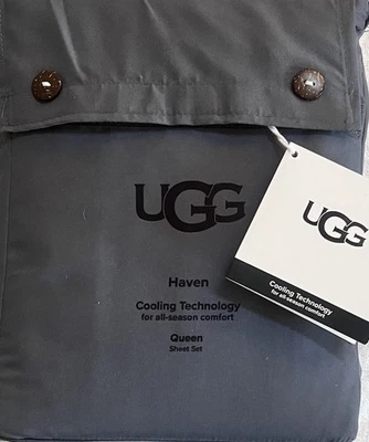 NUEVO CON ETIQUETAS JUEGO DE SÁBANAS UGG® "HAVEN" QUEEN-TECNOLOGÍA DE ENFRIAMIENTO COMODIDAD PARA TODAS LAS ESTACIONES-CHAMBRAY Foto 1 de 4