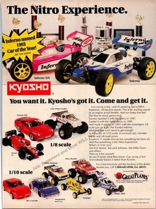 Kyosho Inferno DX RC Off-Road Impresión Anuncio Arte de Pared Decoración 1993 Coche del Año - Imagen 1 de 1